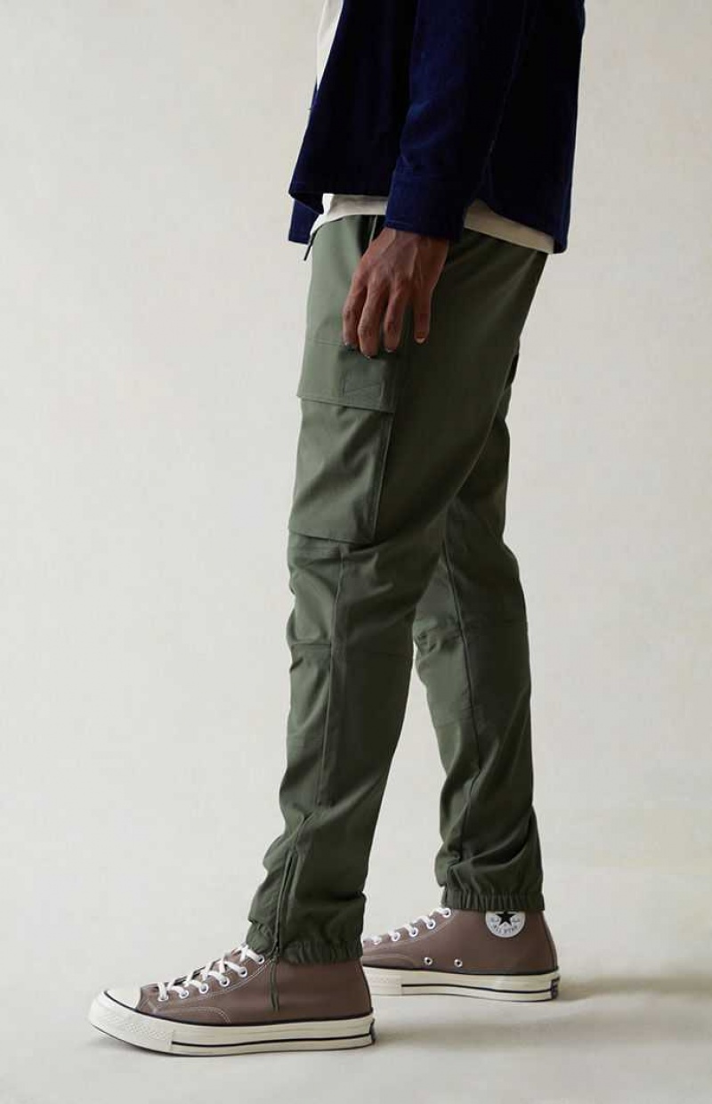 GREEN PacSun Performance Olive Slim Joggers | QDXGOTK-05