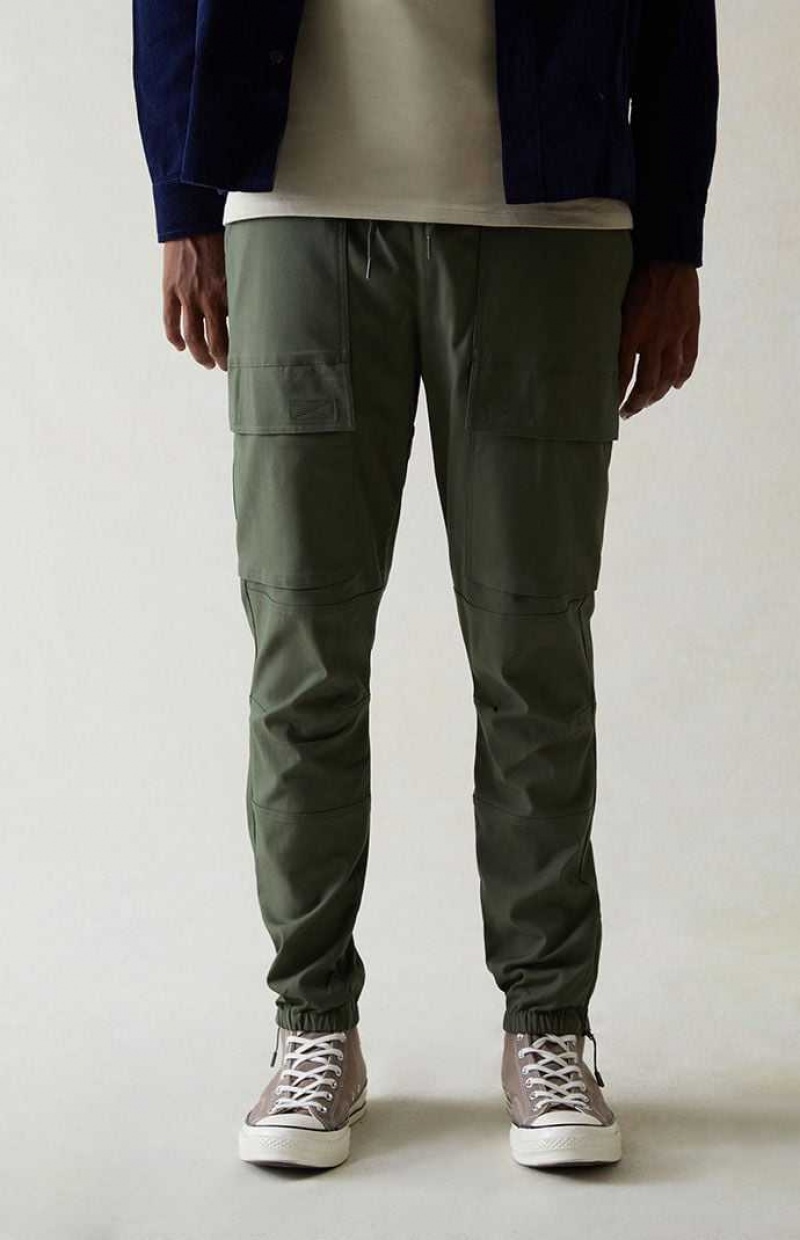 GREEN PacSun Performance Olive Slim Joggers | QDXGOTK-05