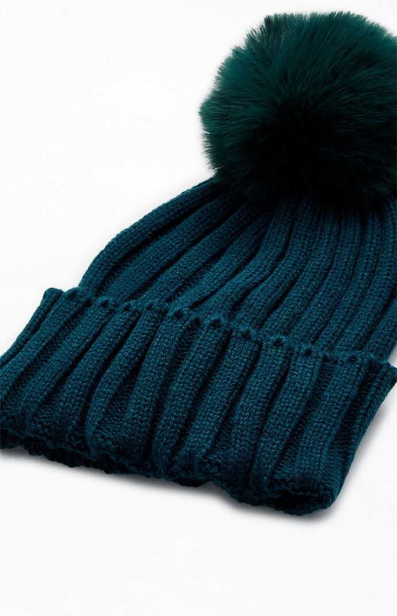 GREEN PacSun Pom Pom Beanie | QHRLWYM-41