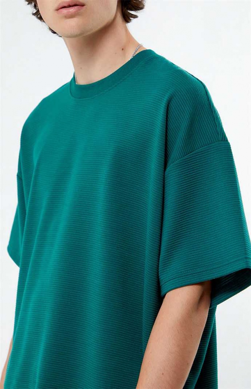 GREEN PacSun Ribbed Oversized T-Shirt | CQRYKHX-25