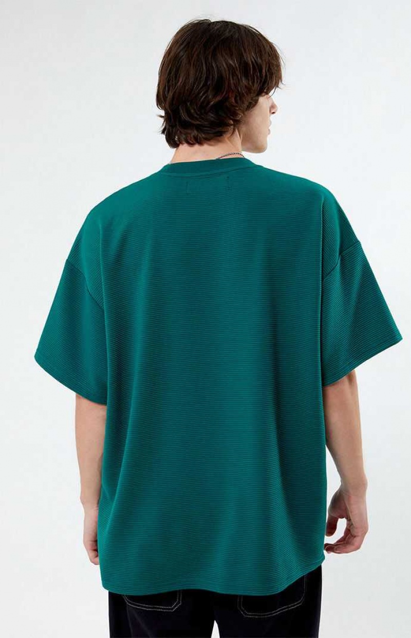 GREEN PacSun Ribbed Oversized T-Shirt | CQRYKHX-25