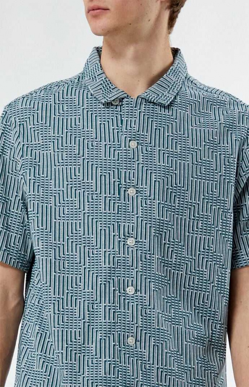 GREEN PacSun Santiago Green Camp Shirt | ZXVKYHO-87