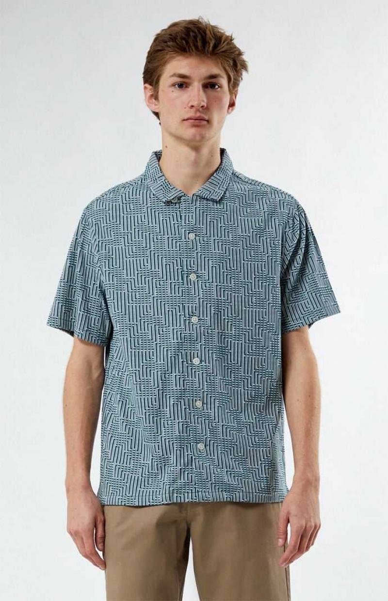 GREEN PacSun Santiago Green Camp Shirt | ZXVKYHO-87