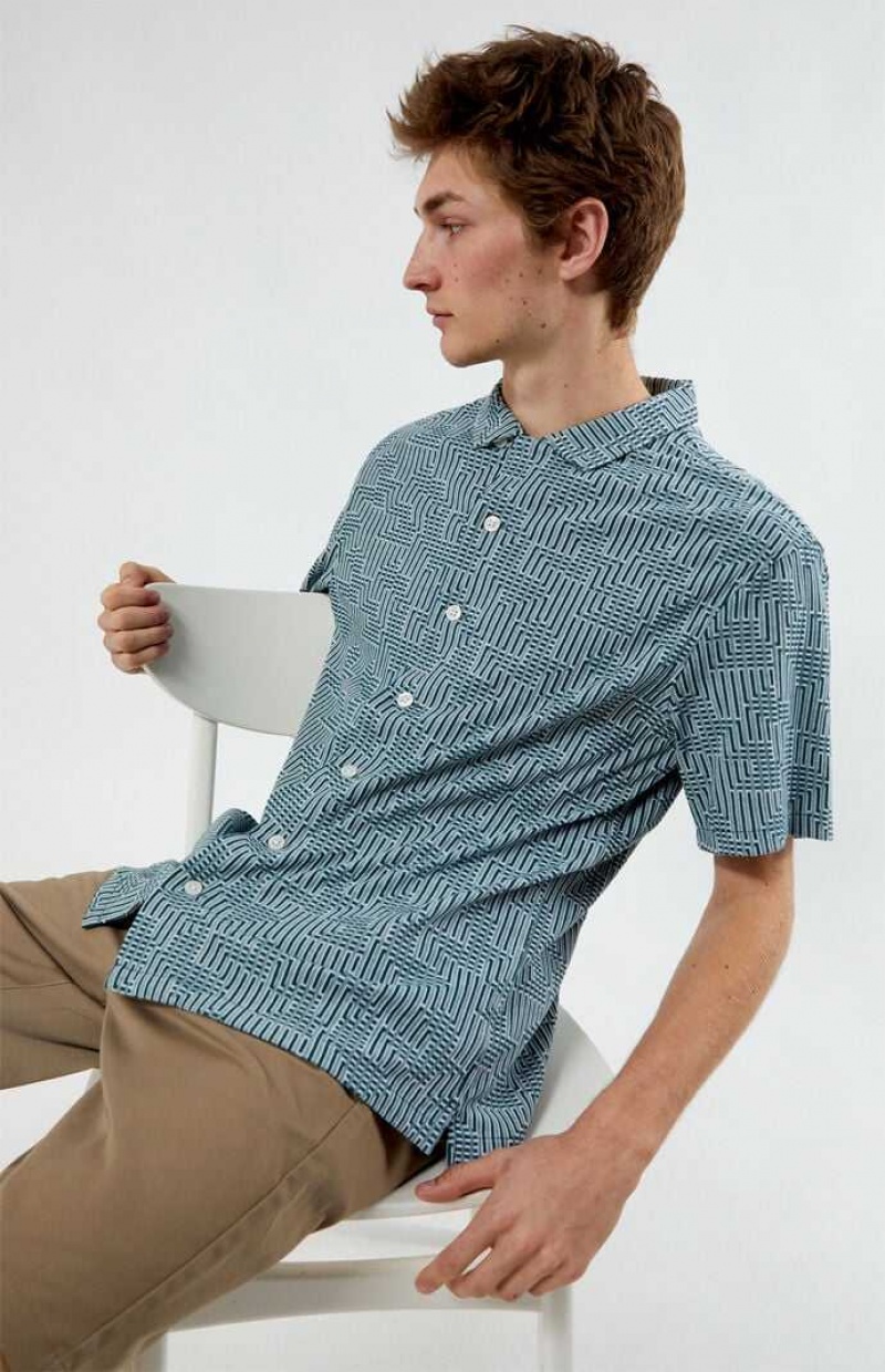 GREEN PacSun Santiago Green Camp Shirt | ZXVKYHO-87