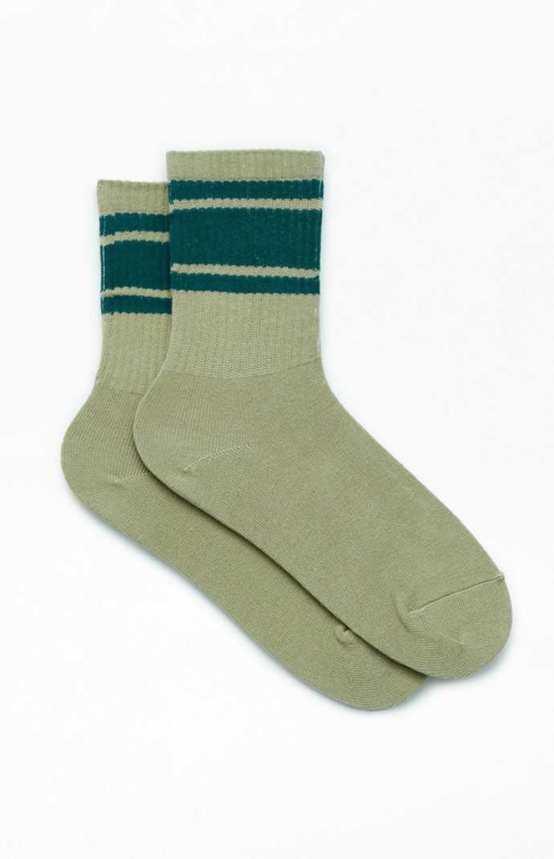 GREEN PacSun Varsity Stripe Crew Socks | WXIRPSO-41