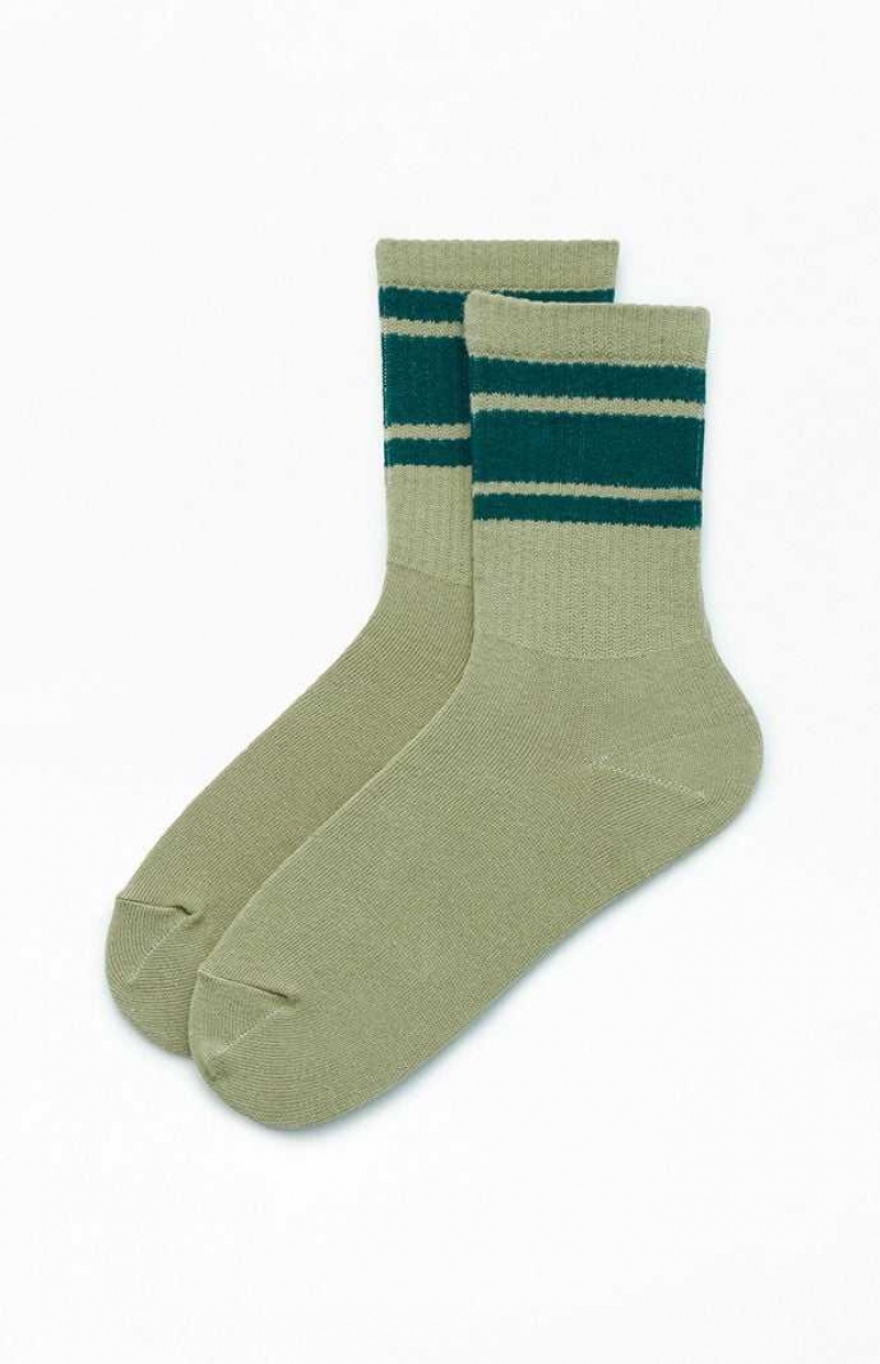 GREEN PacSun Varsity Stripe Crew Socks | WXIRPSO-41