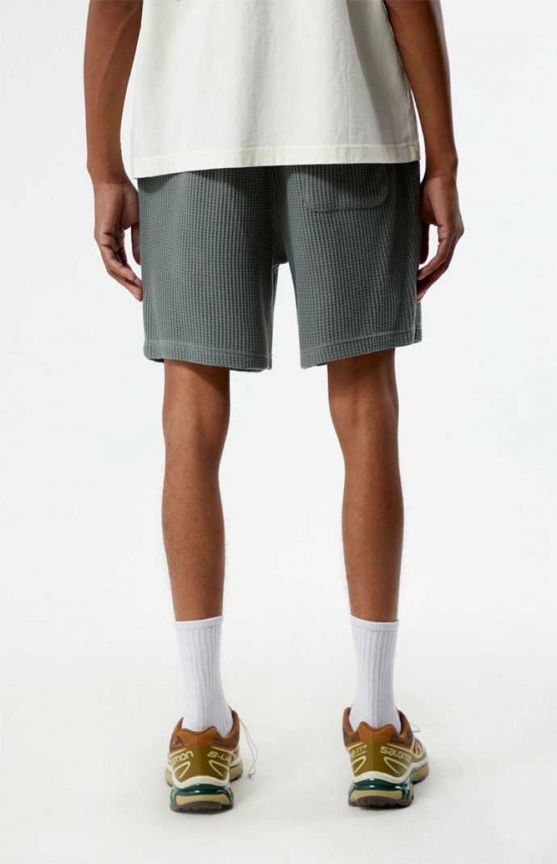 GREEN PacSun Waffle Knit Volley Shorts | KCSZHMG-80