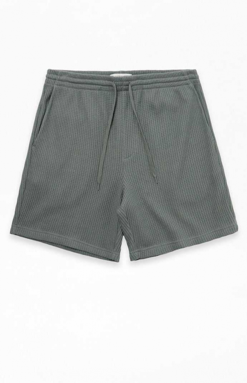 GREEN PacSun Waffle Knit Volley Shorts | KCSZHMG-80