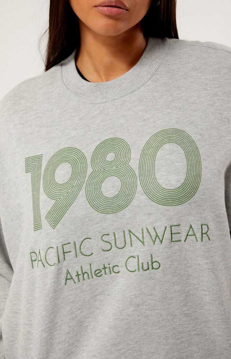 HEATHER GREY PacSun 1980 Pacific Sunwear Athletic Club Crew Neck Sweatshirt | FXYMQLK-28