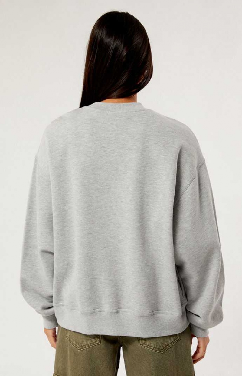 HEATHER GREY PacSun 1980 Pacific Sunwear Athletic Club Crew Neck Sweatshirt | FXYMQLK-28