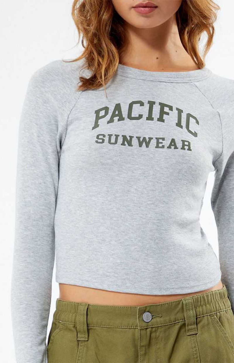 HEATHER GREY PacSun Arch Long Sleeve T-Shirt | NWJADPC-04