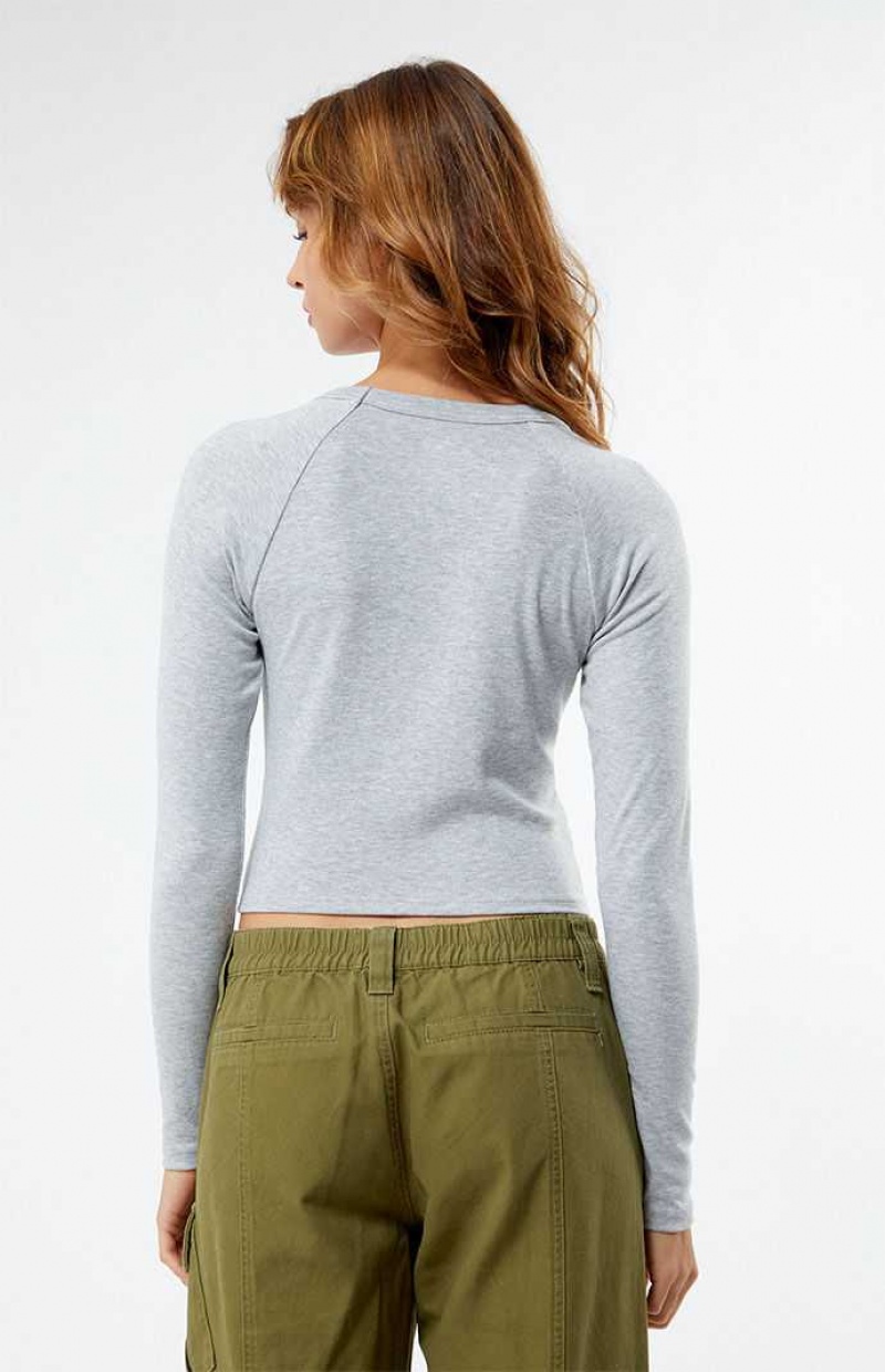 HEATHER GREY PacSun Arch Long Sleeve T-Shirt | NWJADPC-04