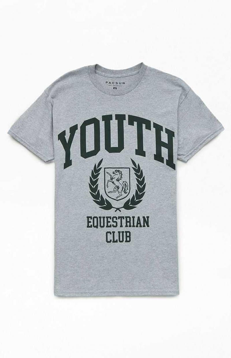 HEATHER GREY PacSun Equestrian Club T-Shirt | UTRXYWZ-61