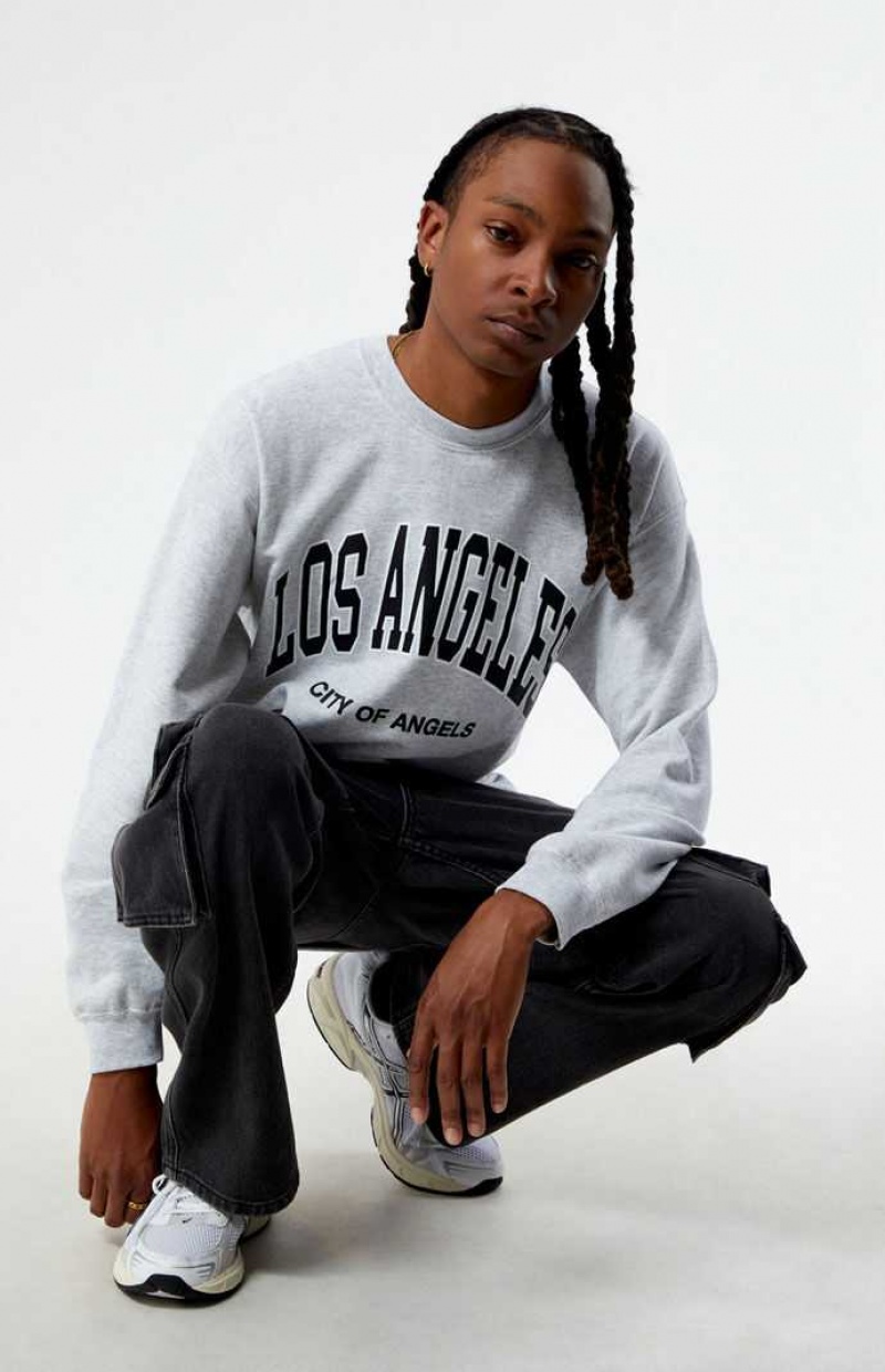 HEATHER GREY PacSun Los Angeles College Crew Neck Sweatshirt | SBPFYUR-93