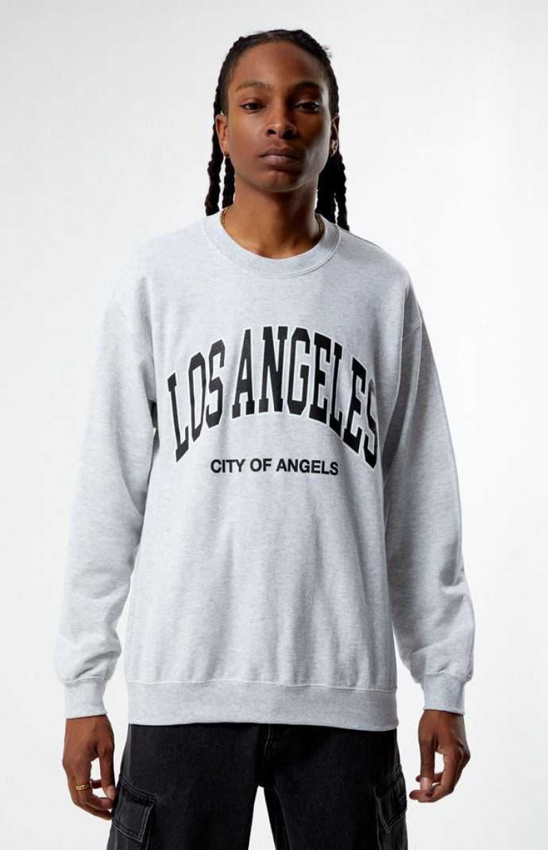 HEATHER GREY PacSun Los Angeles College Crew Neck Sweatshirt | SBPFYUR-93