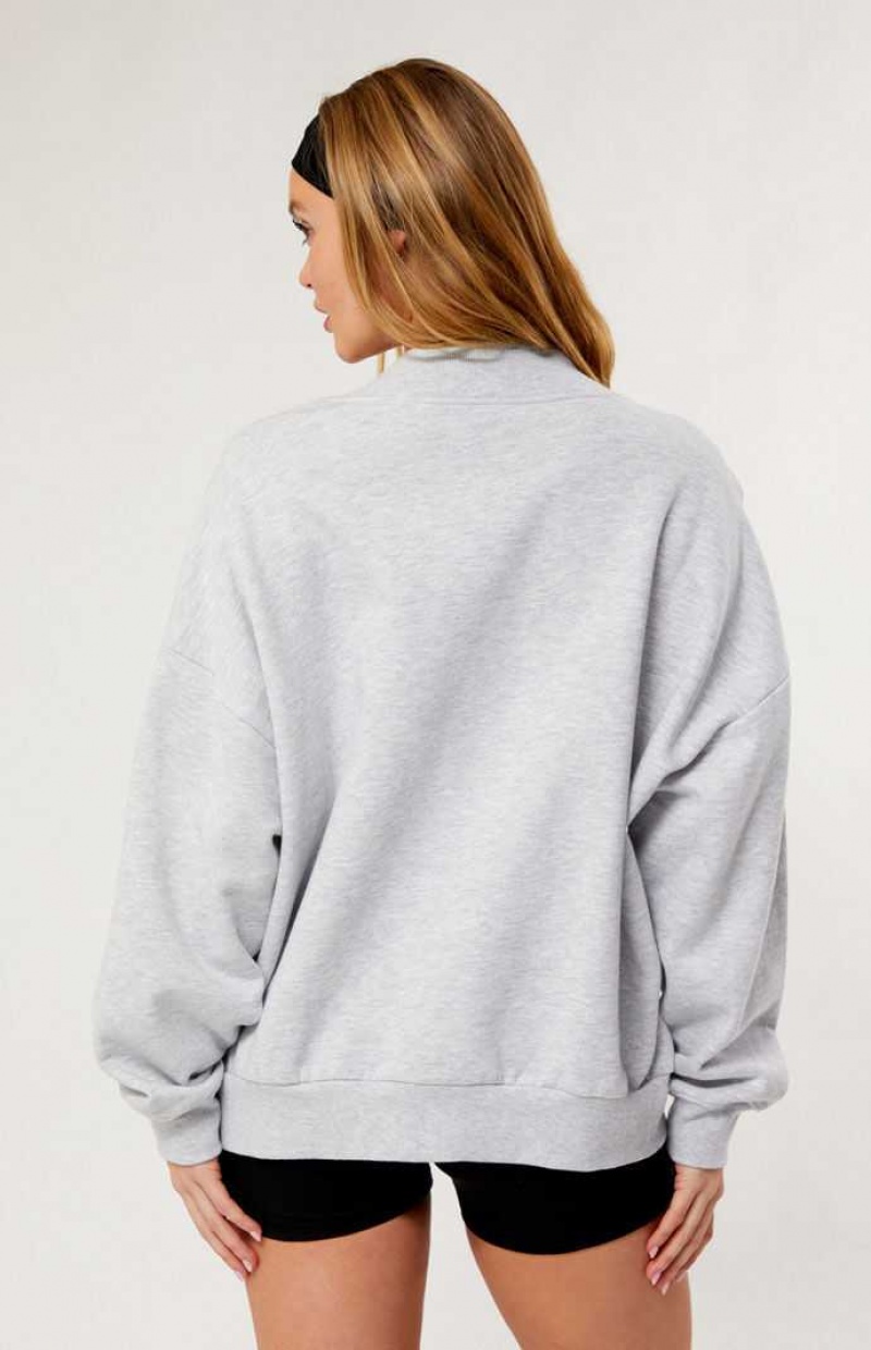 HEATHER GREY PacSun Pacific Sunwear Athletics V-Neck Sweatshirt | BPALVRH-57