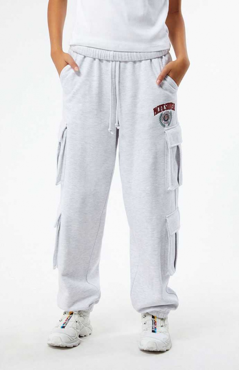 HEATHER GREY PacSun Pacific Sunwear Crest Cargo Sweatpants | ZQNRHKY-07