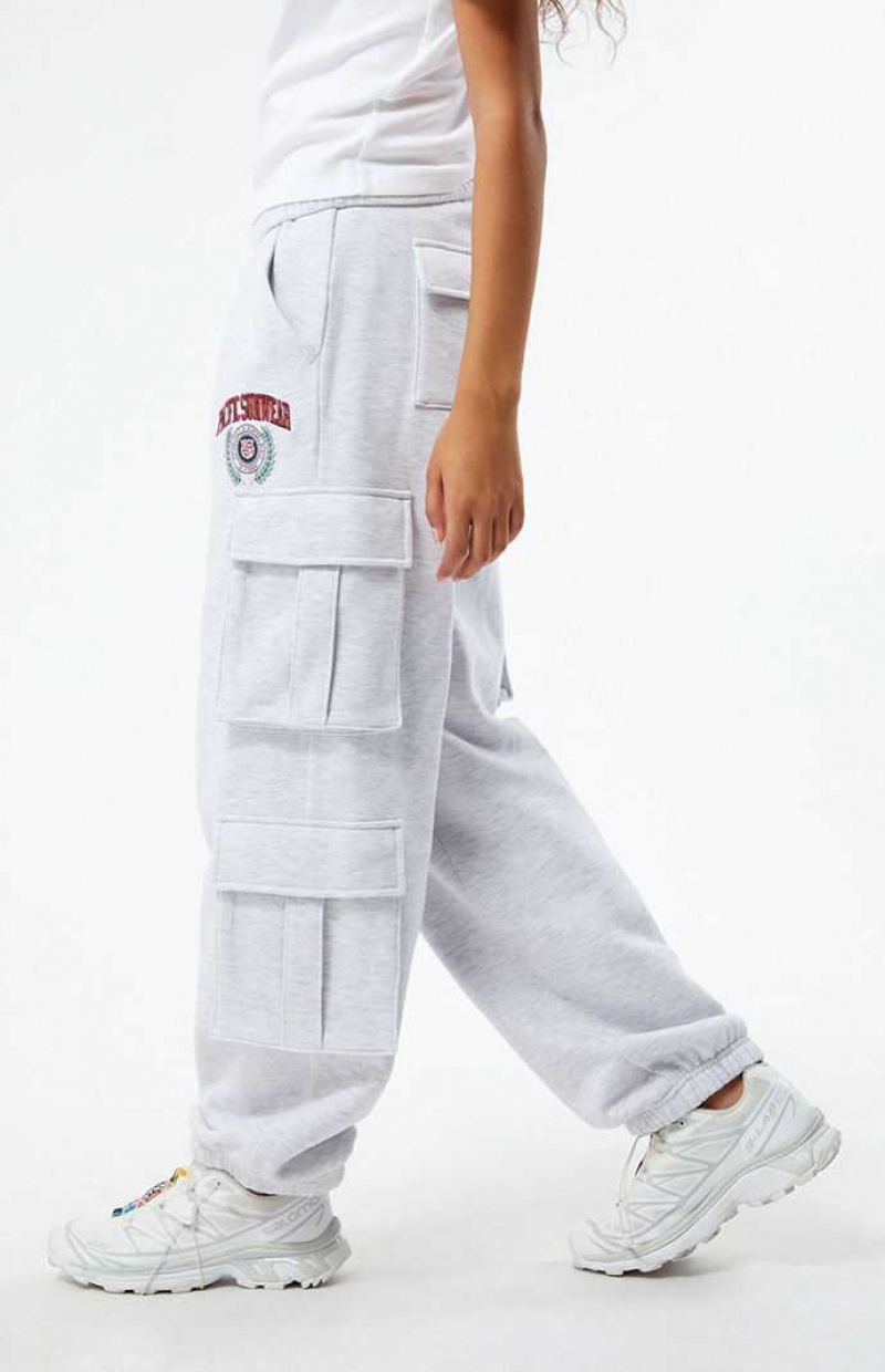 HEATHER GREY PacSun Pacific Sunwear Crest Cargo Sweatpants | ZQNRHKY-07