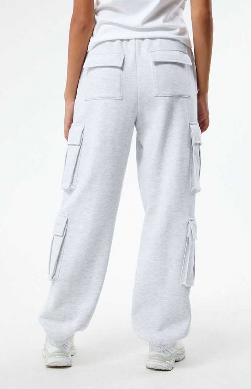 HEATHER GREY PacSun Pacific Sunwear Crest Cargo Sweatpants | ZQNRHKY-07