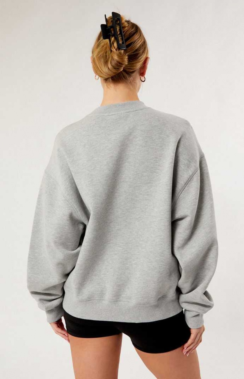 HEATHER GREY PacSun Pacific Sunwear Nineteen Eighty Crew Neck Sweatshirt | CUHWOIZ-76