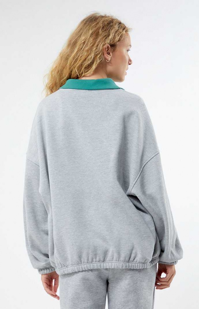 HEATHER GREY PacSun San Francisco Rugby Oversized Sweatshirt | FYQRDJH-45