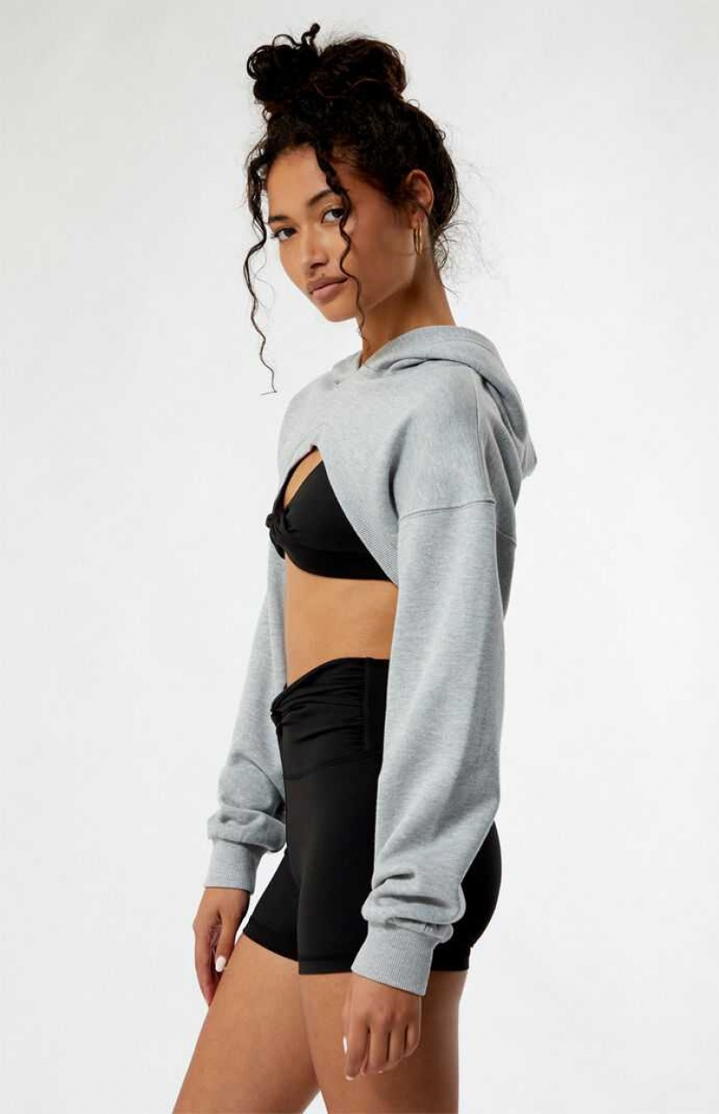 HEATHER GREY PacSun Shrug Hoodie | GEKOMLB-16