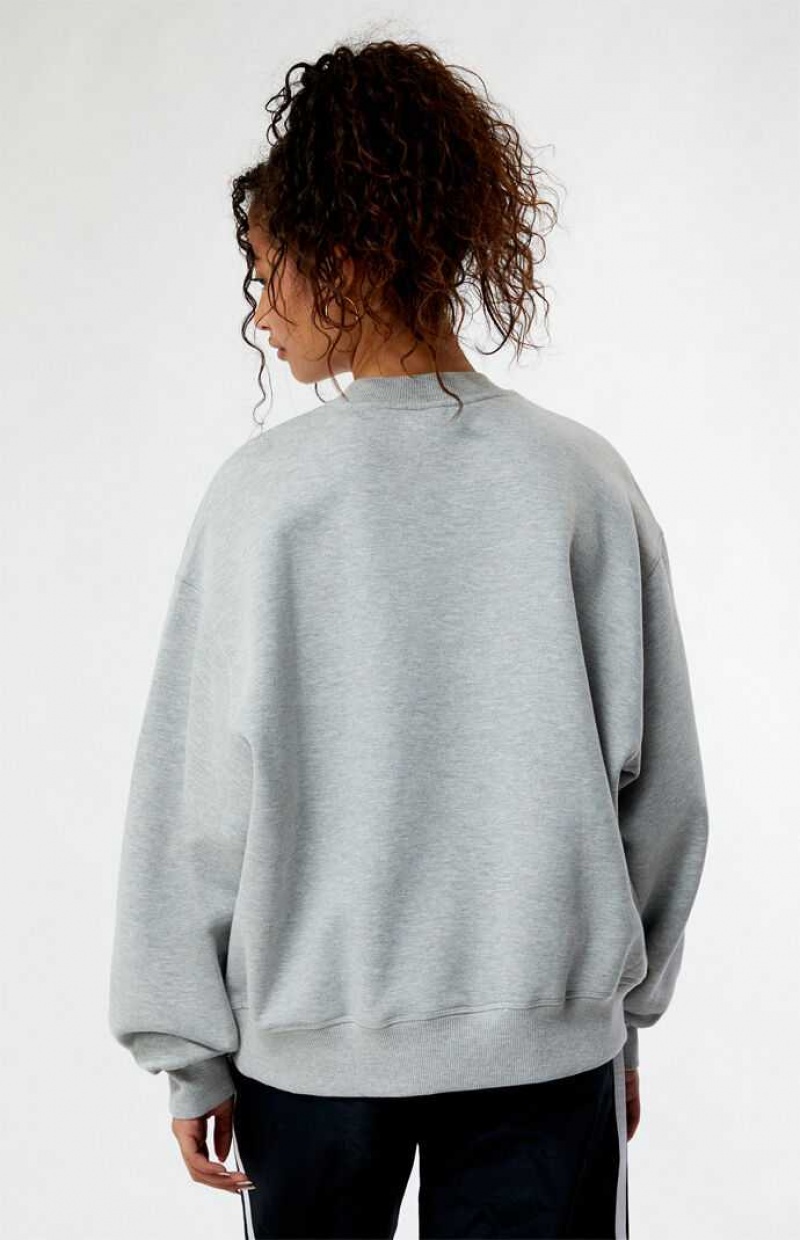 HEATHER GREY PacSun Volleyball Crew Neck Sweatshirt | OJUFZLV-37