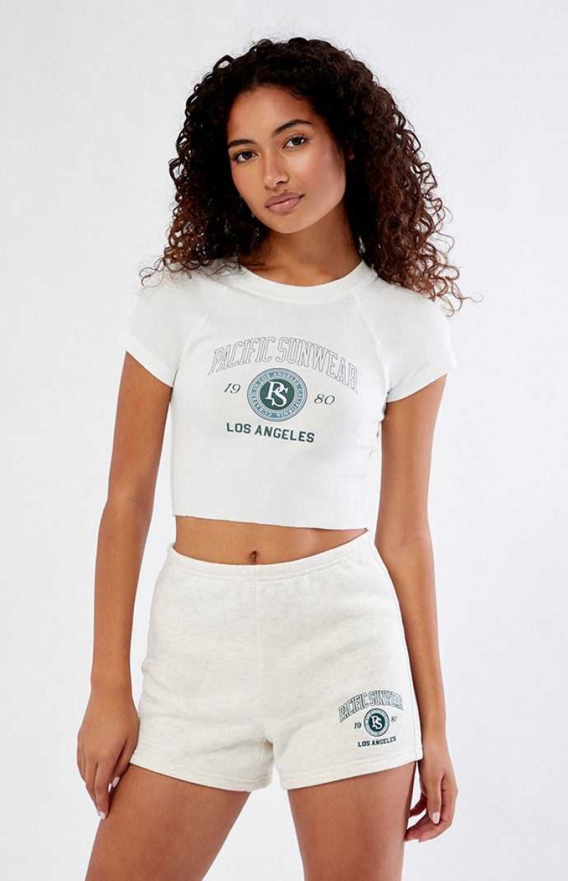 HEATHER OATMEAL PacSun Pacific Sunwear Collegiate Slim Sweat Shorts | SOEXHKW-35