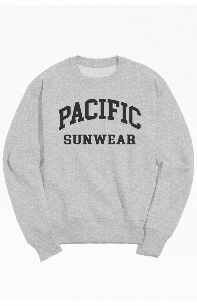 HEATHER / HEATHER GRAY PacSun Heather Grey Pacific Sunwear Crew Neck Sweatshirt | WFGSLXO-62