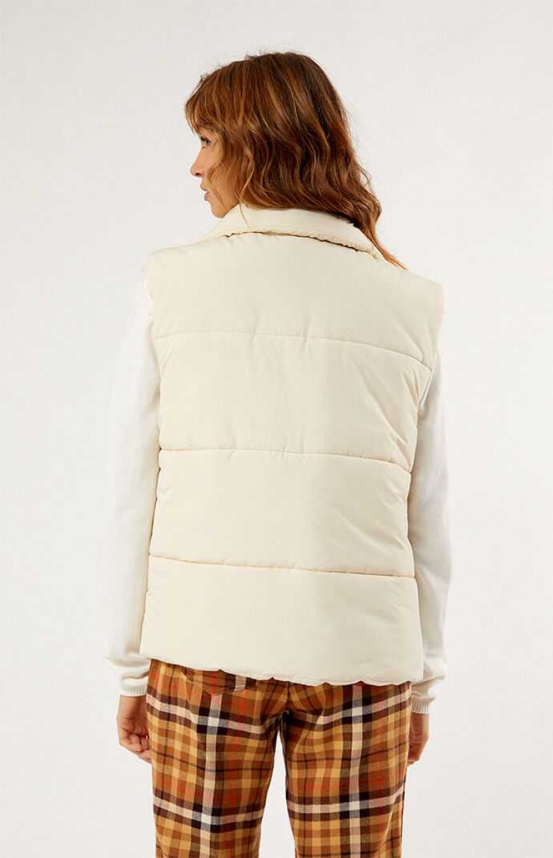 IVORY PacSun Asymmetrical Puffer Vest | KGTRUJH-13