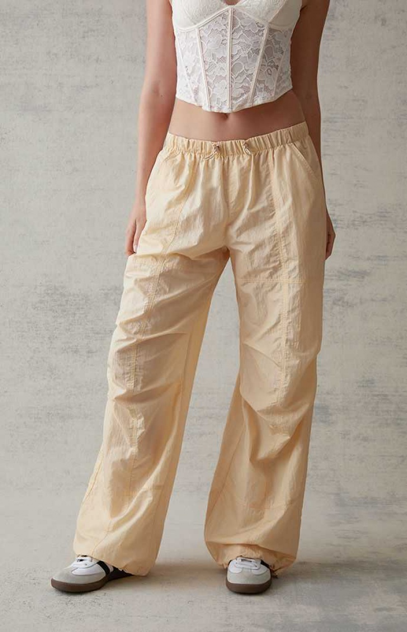 IVORY PacSun Crinkle Bungee Pull-On Pants | VYXMCKS-74