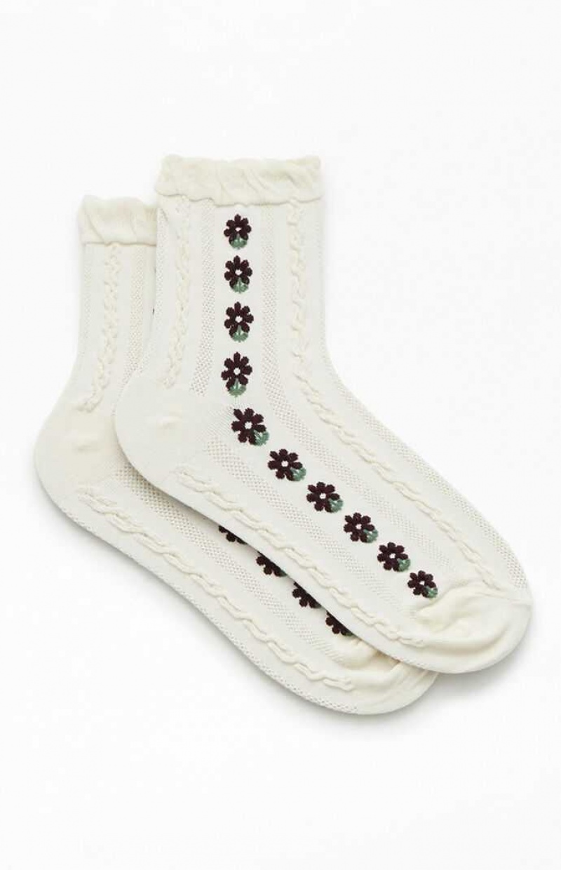 IVORY PacSun Daisy Textured Socks | FIRXHCB-27