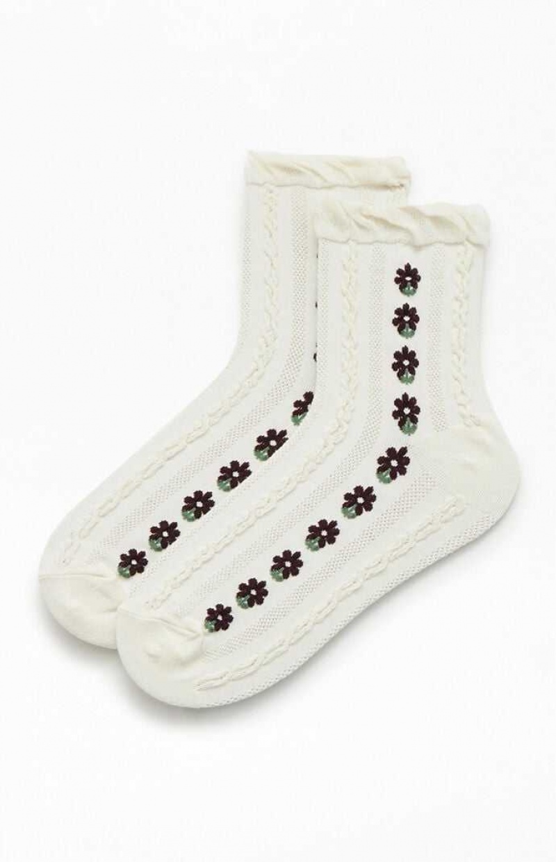 IVORY PacSun Daisy Textured Socks | FIRXHCB-27