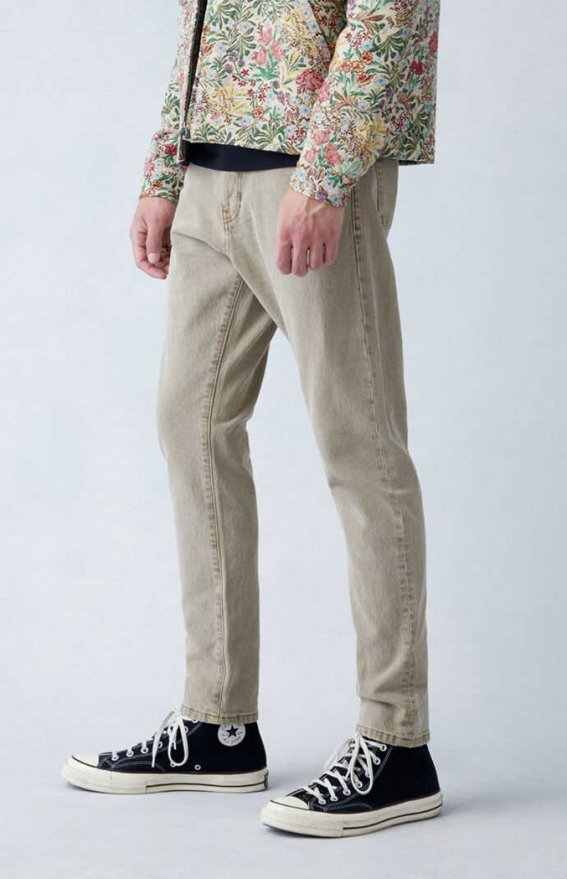 KHAKI PacSun Comfort Stretch Tan Slim Jeans | UGNSIFX-39