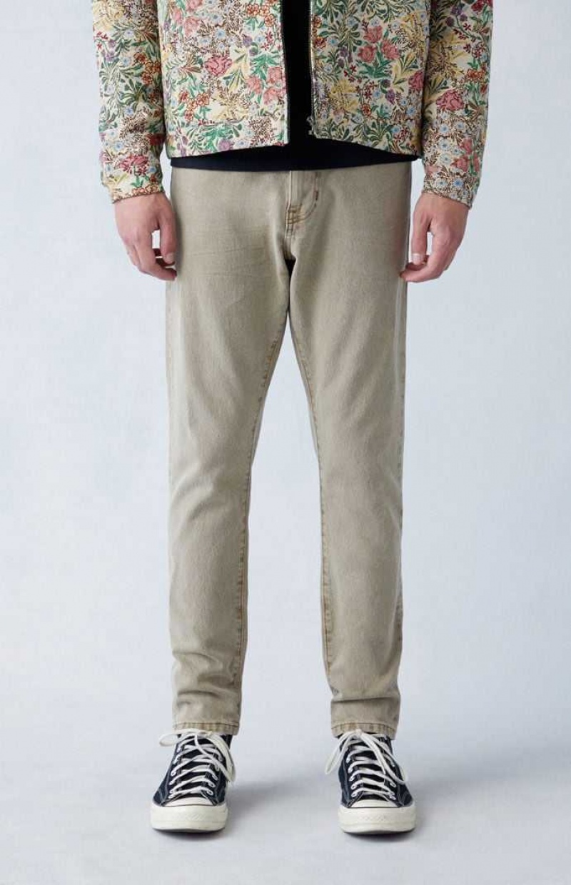 KHAKI PacSun Comfort Stretch Tan Slim Jeans | UGNSIFX-39