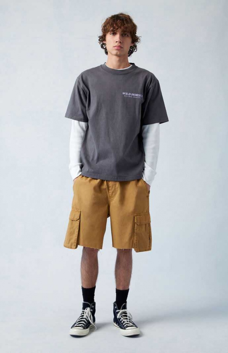 KHAKI PacSun Eco Khaki Baggy Cargo Shorts | LKFCEAB-78