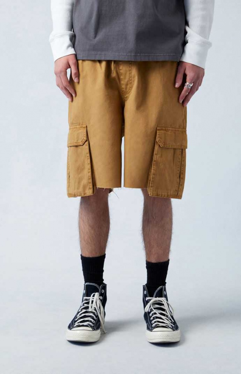 KHAKI PacSun Eco Khaki Baggy Cargo Shorts | LKFCEAB-78