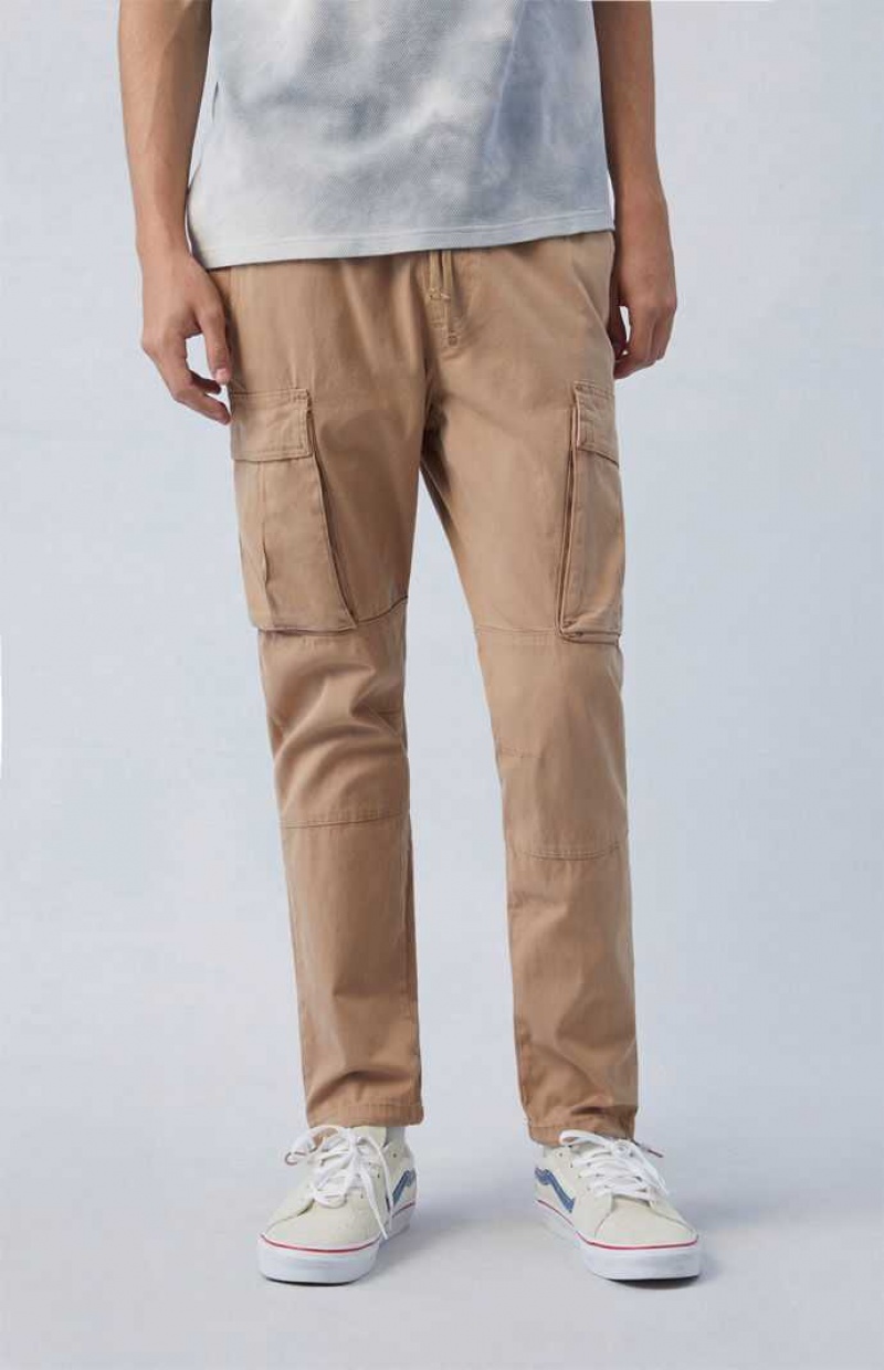 KHAKI PacSun Eco Stretch Canvas Khaki Slim Cargo Pants | DWVPFNS-06