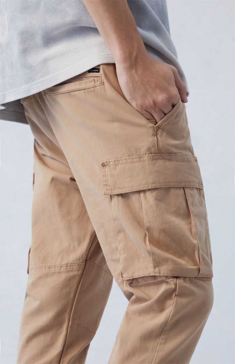 KHAKI PacSun Eco Stretch Canvas Khaki Slim Cargo Pants | DWVPFNS-06