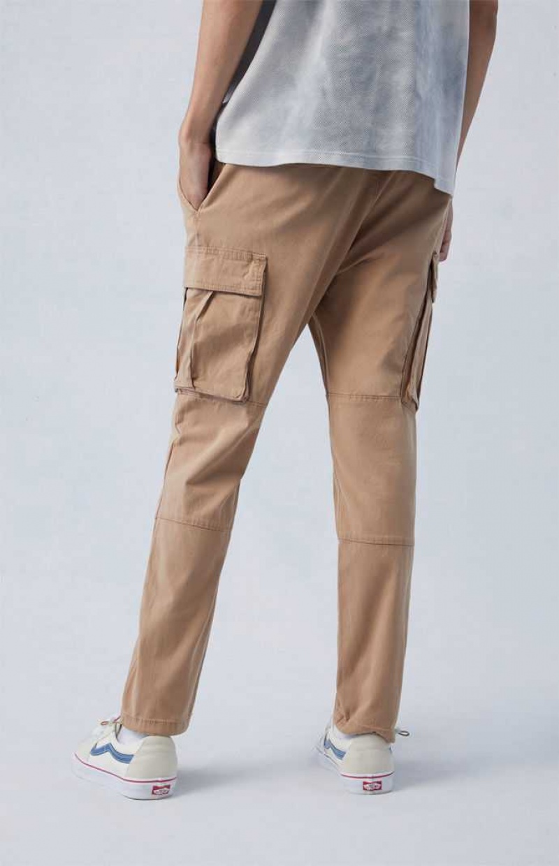 KHAKI PacSun Eco Stretch Canvas Khaki Slim Cargo Pants | DWVPFNS-06