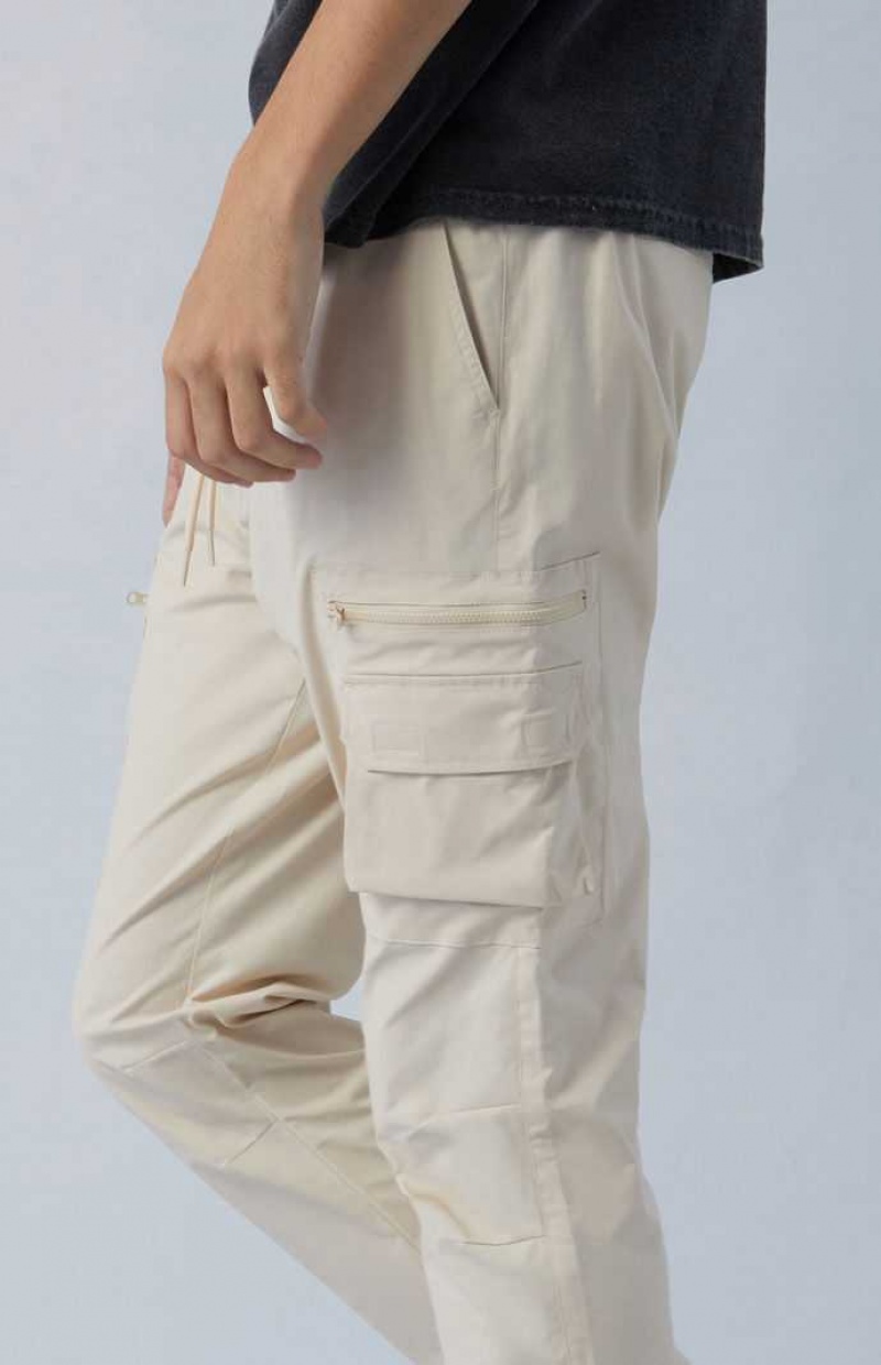 KHAKI PacSun Eco Stretch Cream Slim Cargo Pants | NRTQXKC-09