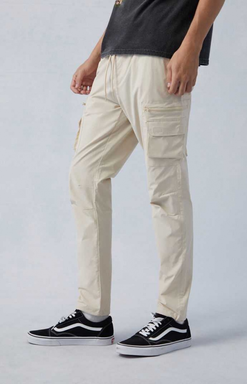 KHAKI PacSun Eco Stretch Cream Slim Cargo Pants | NRTQXKC-09