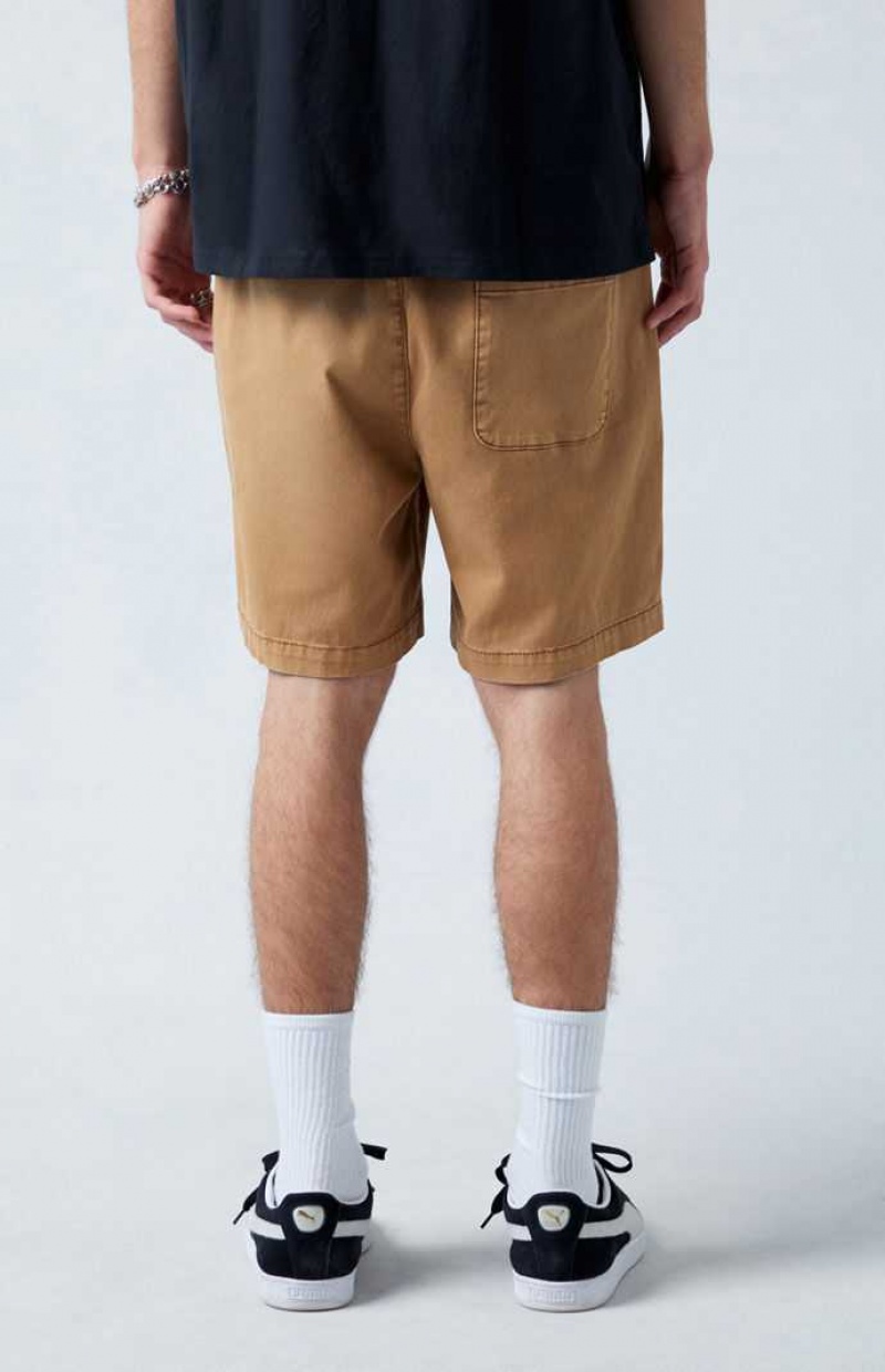 KHAKI PacSun Khaki Twill Volley Shorts | ROGIHDK-56