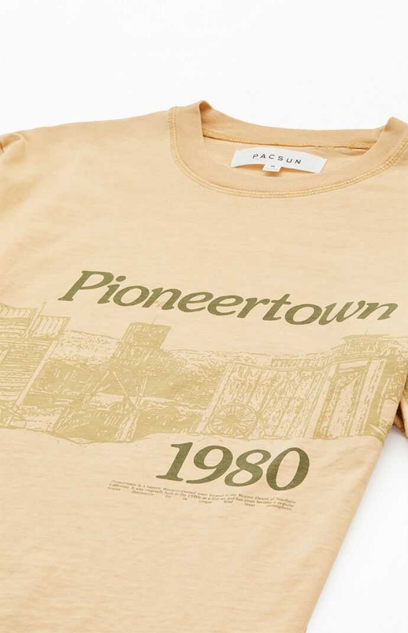 KHAKI PacSun Pioneertown 1980 T-Shirt | BXWAYUS-19