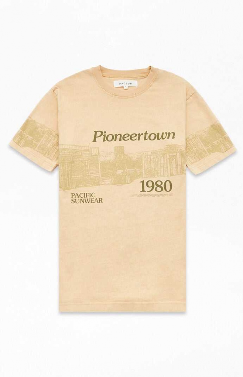 KHAKI PacSun Pioneertown 1980 T-Shirt | BXWAYUS-19