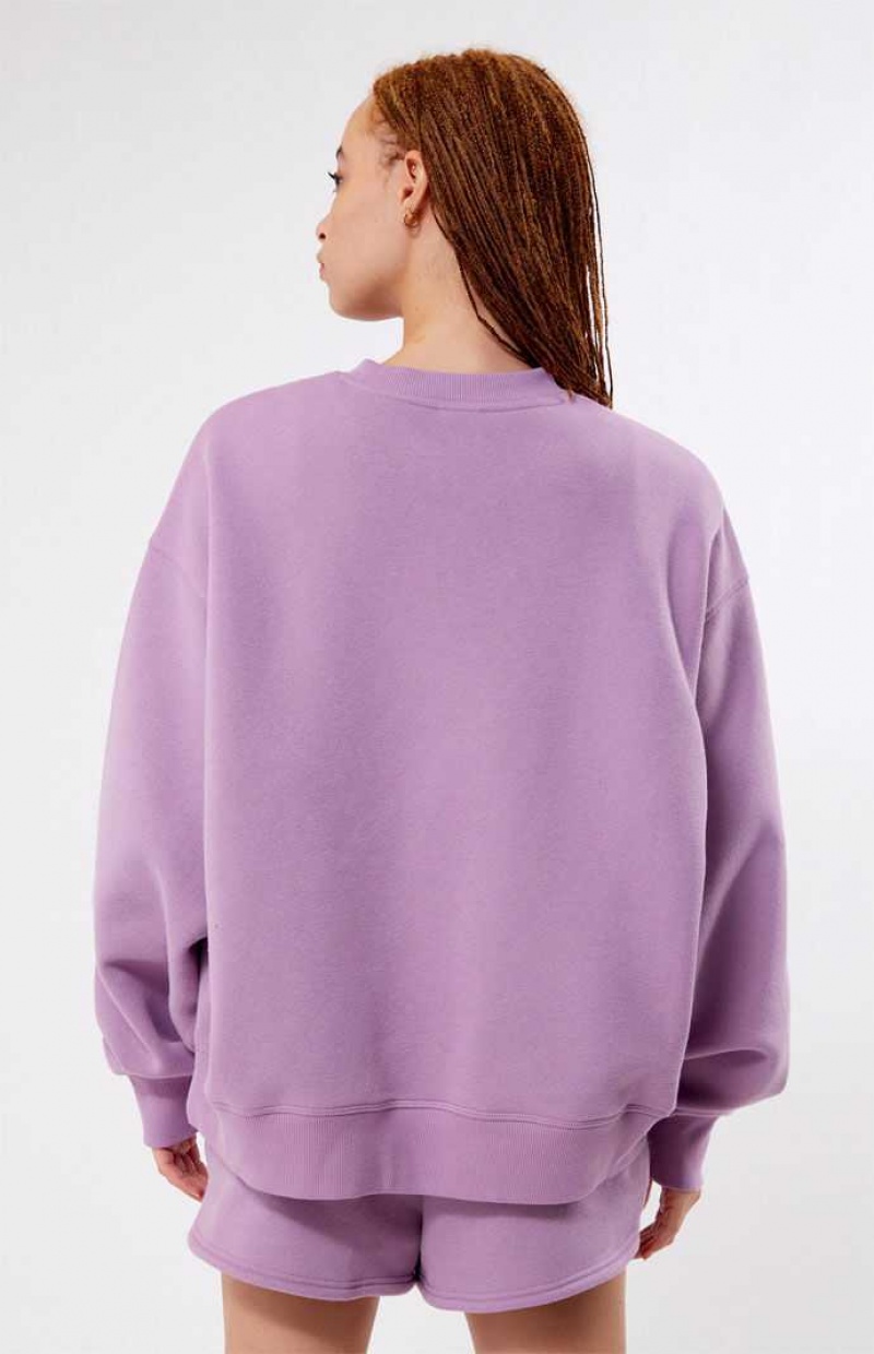 LAVENDER PacSun Pac 1980 Eyelet Crew Neck Sweatshirt | EQYUKGI-06