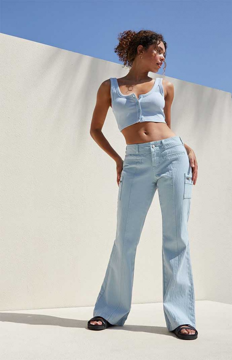 LIGHT BLUE PacSun Light Blue Low Rise Cargo Flare Pants | DVCQEXW-91