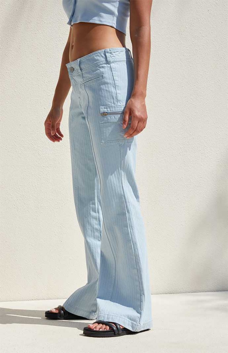 LIGHT BLUE PacSun Light Blue Low Rise Cargo Flare Pants | DVCQEXW-91