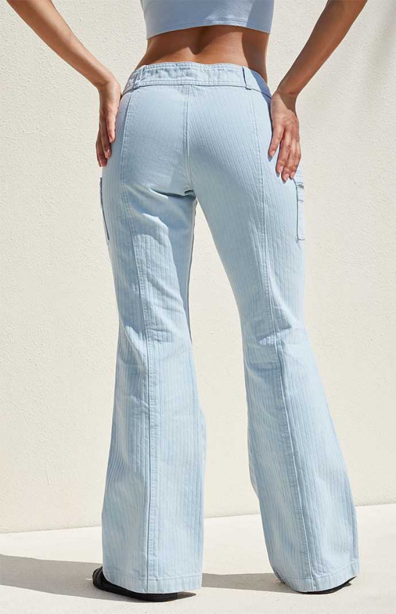 LIGHT BLUE PacSun Light Blue Low Rise Cargo Flare Pants | DVCQEXW-91