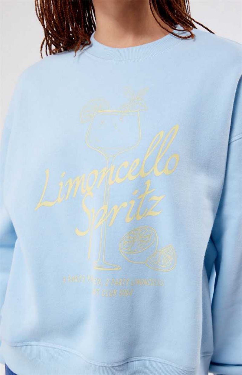 LIGHT BLUE PacSun Limoncello Crew Neck Sweatshirt | PFNVTZG-38